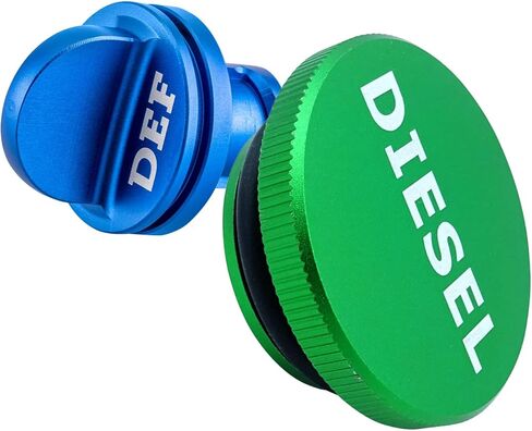 WSAYS MAGNECT BILLET الألومنيوم الأزرق ديزل سائل العادم CAP/DEF CAP & GREEN CAPE متوافق مع Dodge RAM CUMMINS ECODIESEL 1500/2500/3500/4500/5500 2013-2018 شاحنة بيك آب in Saudi Arabia