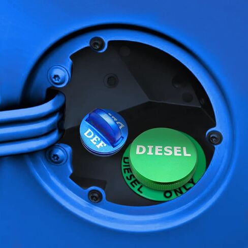 WSAYS MAGNECT BILLET الألومنيوم الأزرق ديزل سائل العادم CAP/DEF CAP & GREEN CAPE متوافق مع Dodge RAM CUMMINS ECODIESEL 1500/2500/3500/4500/5500 2013-2018 شاحنة بيك آب in Saudi Arabia