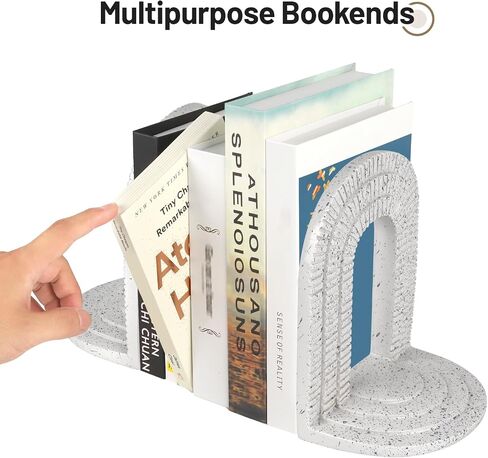 Vintage Heavy Arch Bookends, 2 Unique Gold Decorative Bookend for Shelves or Bookcase, Anti-Slip Book Shelf Bookends Decorative, Gifts for Mother and Father in Saudi Arabia