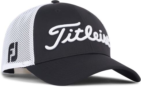 قبعة جولف Titleist Tour Sports Staff Collection كبيرة جدًا إلى مزدوجة كبيرة جدًا مع فاتورة منحنية، وظهر شبكي، وتصميم أنيق، والتحكم في الرائحة، أسود in Kuwait