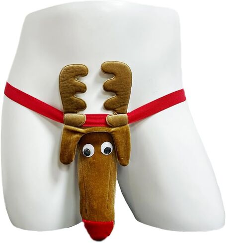 رجال ثونغ مضحك عيد الميلاد G-String الرنة Elk سانتا قبعة الجدة عيد الميلاد cosplay نكتة هدايا هدايا الانتفاخ حقيبة مثير mankini in Kuwait