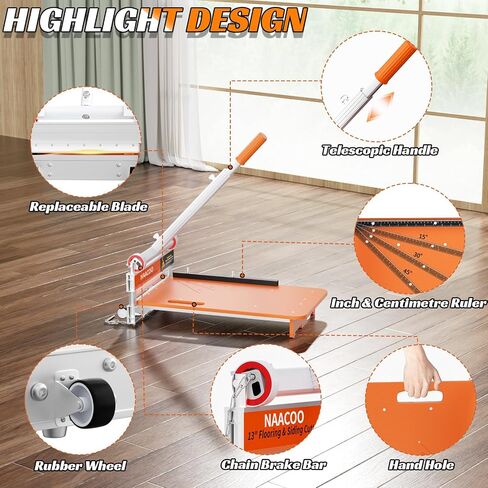 Laminate/Vinyl Floor Cutter with Extra Blade for Work Efficiently,13“ Vinyl Plank Cutter with Wheel - Just 1 Step Meet Angle&Length Cutting, Flooring Tools-Cuts LVP, Engineer Wood, VCT, SPC, WPC. in Saudi Arabia