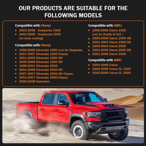 PIT66 Fender Flares, Compatible With 1999-2006 Chevy Silverado GMC Sierra/2000-2006 Suburban Yukon XL/2002-2006 Avalanche 68.4", 78", 69.2", 96" Bed Factory Style Smooth Wheel Flares Set, 4 PCS in Saudi Arabia