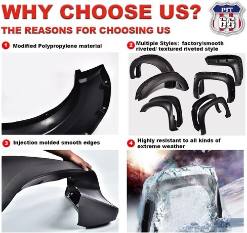 PIT66 Fender Flares, Compatible With 1999-2006 Chevy Silverado GMC Sierra/2000-2006 Suburban Yukon XL/2002-2006 Avalanche 68.4", 78", 69.2", 96" Bed Factory Style Smooth Wheel Flares Set, 4 PCS in Saudi Arabia