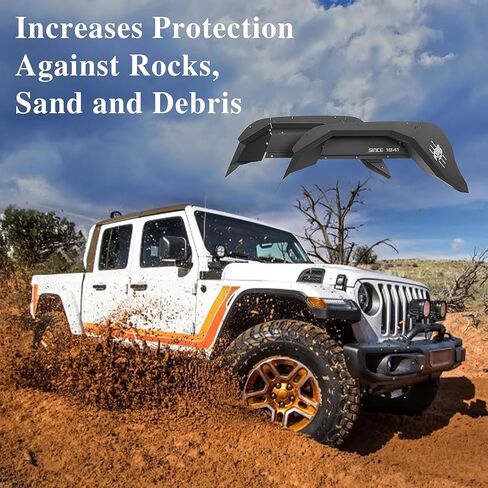 Hooke Road Gladiator JT Rear Inner Fender Liners, SPARTAN Steel Wheel Well Liner Covers Compatible with Jeep Gladiator JT 2020 2021 2022 2023 2024 2025 2/4 Doors - 2PCS in Saudi Arabia