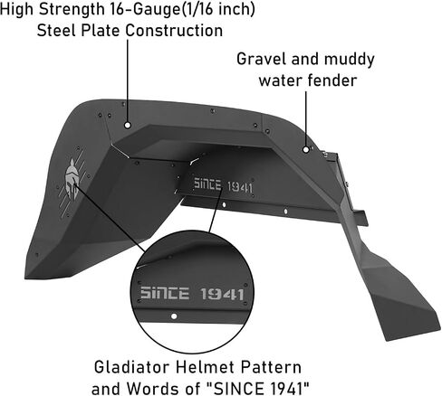 Hooke Road Gladiator JT Rear Inner Fender Liners, SPARTAN Steel Wheel Well Liner Covers Compatible with Jeep Gladiator JT 2020 2021 2022 2023 2024 2025 2/4 Doors - 2PCS in Saudi Arabia