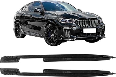 Ikon Motorsports ، التنانير الجانبية متوافقة مع 2020-2025 BMW G06 X6 M Sport فقط ، Ikon على غرار ألياف الكربون طباعة PP اليسار اليسرى لوحة التمديد لوحة التمديد ، 2021 2022 in Kuwait