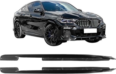 Ikon Motorsports ، التنانير الجانبية متوافقة مع 2020-2025 BMW G06 X6 M Sport فقط ، Ikon على غرار ألياف الكربون طباعة PP اليسار اليسرى لوحة التمديد لوحة التمديد ، 2021 2022 in Kuwait