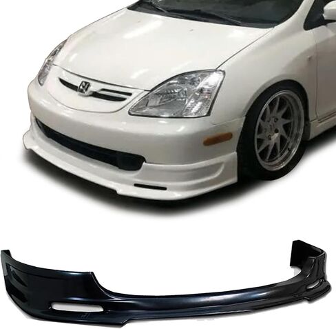 Compatible with/Replacement for Front Bumper Lip, MU2 Style PU Front Lip Spoiler Black, Fits 2002 2003 2004 2005 Honda Civic Si EP3 3-Door Hatchback in Saudi Arabia