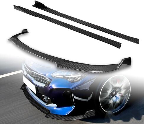 9pcs Combo الأمامية المصد قدم الجسم الشفاه + امتدادات التنورة الجانبية موزع توافق مع 2018-2023 Kia Stinger 2019 2020 2021 2022 (Carbon Carbon) in Kuwait