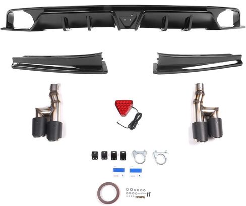 FREEMOTOR802 Compatible With 2022-2024 Honda Civic 11th Gen EX/Touring/Si Trims Sedan 4-Door Rear Diffuser, IKON Style Gloss Black Rear Bumper Diffuser Lip Added on Bodykit Replacement in Saudi Arabia