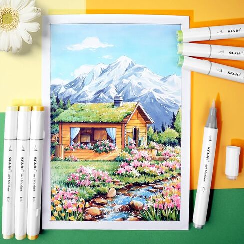 Light Skin Tone Marker Pens 12 Colors - Dual Brush & Chisel Tips Art Marker Set for Portraits Coloring Drawing in Saudi Arabia