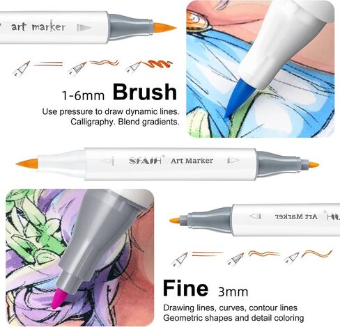 Light Skin Tone Marker Pens 12 Colors - Dual Brush & Chisel Tips Art Marker Set for Portraits Coloring Drawing in Saudi Arabia