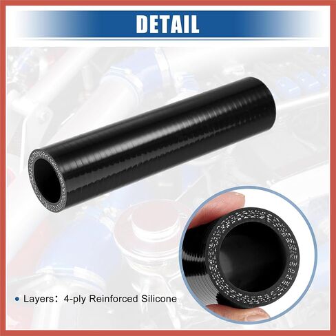 ACROPIX 1" ID 6" Length 4-Ply Reinforced High Temp Straight Coupler Silicone Reducer Hose Black for Car Intercooler Intake Piping Car Parts in Saudi Arabia
