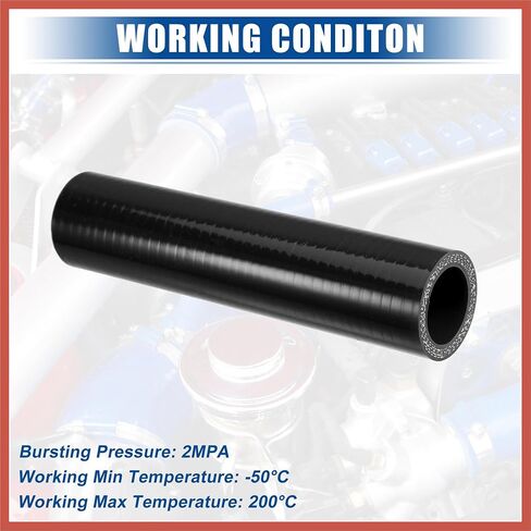 ACROPIX 1" ID 6" Length 4-Ply Reinforced High Temp Straight Coupler Silicone Reducer Hose Black for Car Intercooler Intake Piping Car Parts in Saudi Arabia