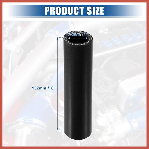ACROPIX 1" ID 6" Length 4-Ply Reinforced High Temp Straight Coupler Silicone Reducer Hose Black for Car Intercooler Intake Piping Car Parts in Saudi Arabia