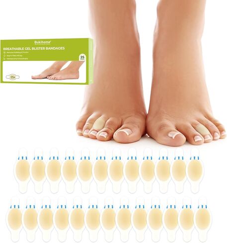 Bukihome Hydrocolloid Gel Blister Bandages - 25ct - Adhesive Blisters Bandages - Waterproof Blister Pads for Heel, Feet, Toe, Fingers - Gel Blister Prevention for Travel,Hiking (Variety Pack) in Saudi Arabia