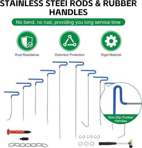 طقم إزالة دنت بلا طلاء ، 23pcs قضبان إصلاح دنت السيارة ، أداة إصلاح جسم السيارة لضربات الأبواب ، الخدوش البسيطة وأضرار البرد (23 قطعة مع 3 قضبان) in Kuwait