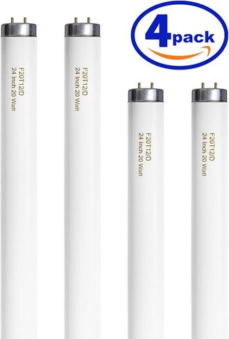 T12 15 Watt Fluorescent Bulb, 18 Inches F15T12/CW Straight Tube, Medium Bi-Pin Base, Cool White 4000K 800 Lumens 4 Count in Kuwait