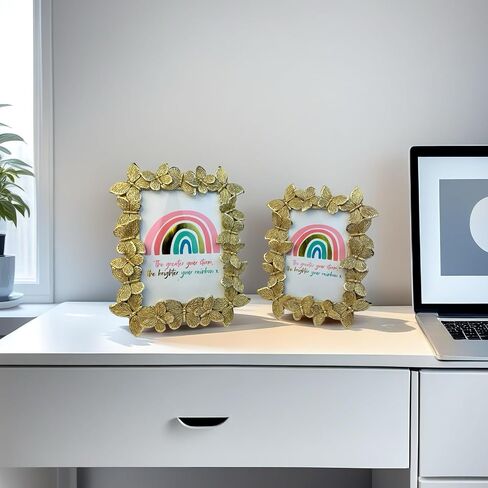5x7 Antique Picture Frame Gold Butterfly 5 x 7 Vintage Photo Frames for Tabletop Display and Wall Mount Vertical Horizontal in Saudi Arabia