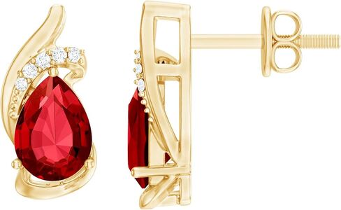 Certified Lab Grown Ruby Diamond Earrings For Women, Aaaa Quality, 5X7 mm Pear Ruby Designer Earrings - Ready To Gift in Saudi Arabia