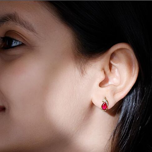 Certified Lab Grown Ruby Diamond Earrings For Women, Aaaa Quality, 5X7 mm Pear Ruby Designer Earrings - Ready To Gift in Saudi Arabia