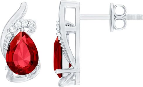 Certified Lab Grown Ruby Diamond Earrings For Women, Aaaa Quality, 5X7 mm Pear Ruby Designer Earrings - Ready To Gift in Saudi Arabia