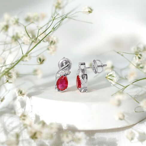Certified Lab Grown Ruby Diamond Earrings For Women, Aaaa Quality, 5X7 mm Pear Ruby Designer Earrings - Ready To Gift in Saudi Arabia