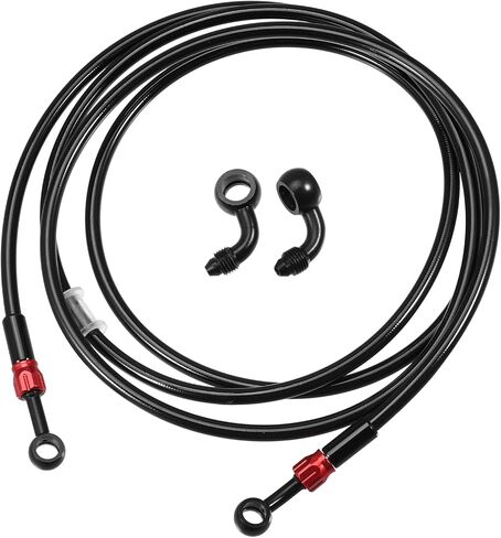 Brake Hose AN3 28 90 Degree M10 Motorcycle Hydraulic Brake Line Oil Hose Pipe Fitting for ATV Motorcycle Motocross Racing Bike 240cm Black 1Set Replacement in Saudi Arabia