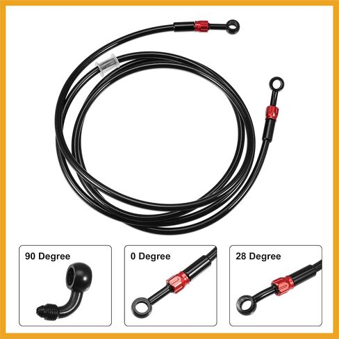Brake Hose AN3 28 90 Degree M10 Motorcycle Hydraulic Brake Line Oil Hose Pipe Fitting for ATV Motorcycle Motocross Racing Bike 240cm Black 1Set Replacement in Saudi Arabia
