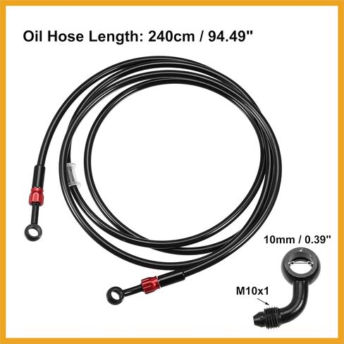 Brake Hose AN3 28 90 Degree M10 Motorcycle Hydraulic Brake Line Oil Hose Pipe Fitting for ATV Motorcycle Motocross Racing Bike 240cm Black 1Set Replacement in Saudi Arabia