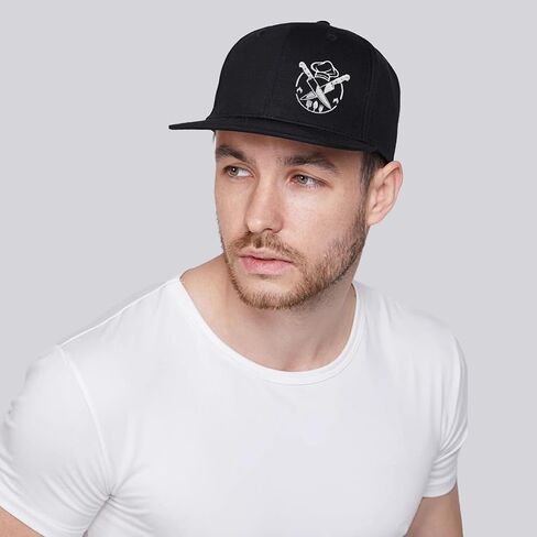 Skull Hats for Men Embroidered Baseball Cap for Women Black Flat Bill Snapback Hat Skeleton Dad Trucker Hats in Kuwait