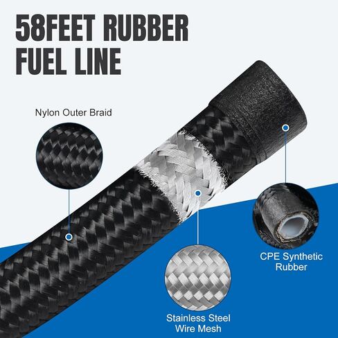 LS Swap EFI Fuel Injection Hose Line Fitting Kit with 6AN 3/8", PTFE EFI Fuel Hose Kit and 58 PSI Fuel Filter Regulator Return Fuel Rail Adpater in Saudi Arabia