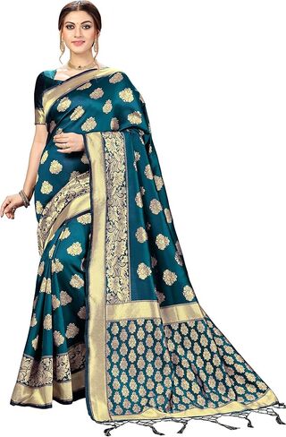 Nivah Fashion Women's Banarasi Art Silk Saree with Blouse Piece in Kuwait
