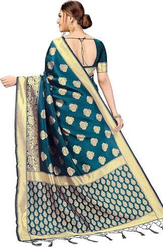 Nivah Fashion Women's Banarasi Art Silk Saree with Blouse Piece in Kuwait