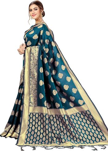 Nivah Fashion Women's Banarasi Art Silk Saree with Blouse Piece in Kuwait