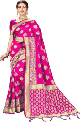 Nivah Fashion Women's Banarasi Art Silk Saree with Blouse Piece in Kuwait