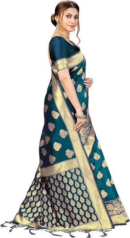 Nivah Fashion Women's Banarasi Art Silk Saree with Blouse Piece in Kuwait