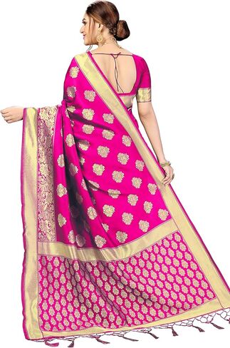 Nivah Fashion Women's Banarasi Art Silk Saree with Blouse Piece in Kuwait
