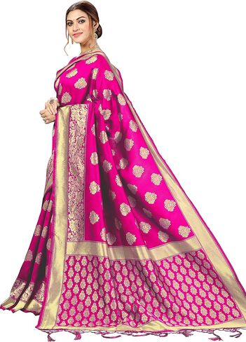 Nivah Fashion Women's Banarasi Art Silk Saree with Blouse Piece in Kuwait
