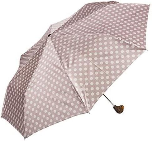 Polka Dot Folding Umbrella with Parrot Handle by Pasotti, Stylish Accessory, HandMade, Pink with white in Saudi Arabia