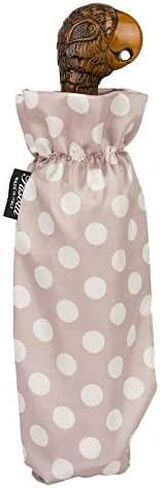 Polka Dot Folding Umbrella with Parrot Handle by Pasotti, Stylish Accessory, HandMade, Pink with white in Saudi Arabia