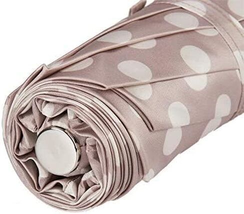 Polka Dot Folding Umbrella with Parrot Handle by Pasotti, Stylish Accessory, HandMade, Pink with white in Saudi Arabia