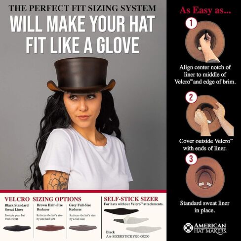 American Hat Makers Marlow Leather Top Hat — Stylish & Shapeable Wide Brim Hat in Kuwait