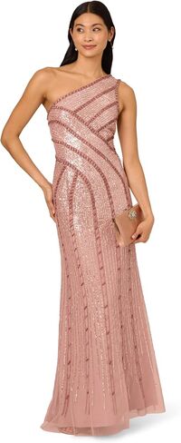 Adrianna Papell Women's Bead Mesh Long Dress in Saudi Arabia