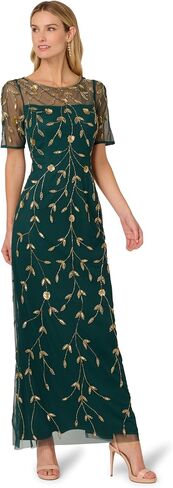 Adrianna Papell Women's Bead Mesh Long Dress in Saudi Arabia