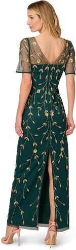 Adrianna Papell Women's Bead Mesh Long Dress in Saudi Arabia