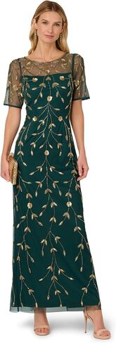 Adrianna Papell Women's Bead Mesh Long Dress in Saudi Arabia