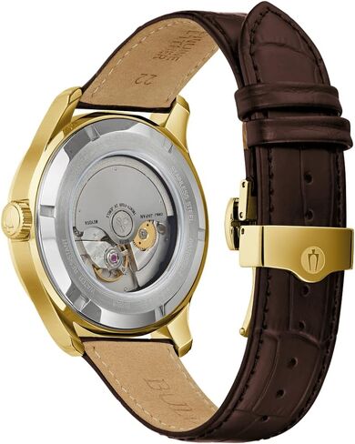 Bulova Classic Wilton GMT Automatic Brown Leather Strap Watch | 43mm | 97B210 in Saudi Arabia