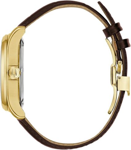 Bulova Classic Wilton GMT Automatic Brown Leather Strap Watch | 43mm | 97B210 in Saudi Arabia
